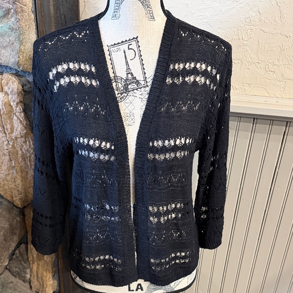 Coco + Carmen Black Open-Front Cardigan